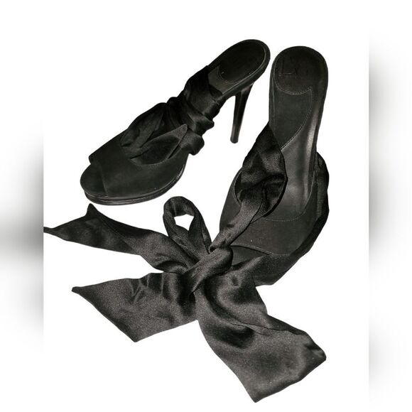 DVF Black Suede Lace Up Heels Size 7M - Picture 2 of 9